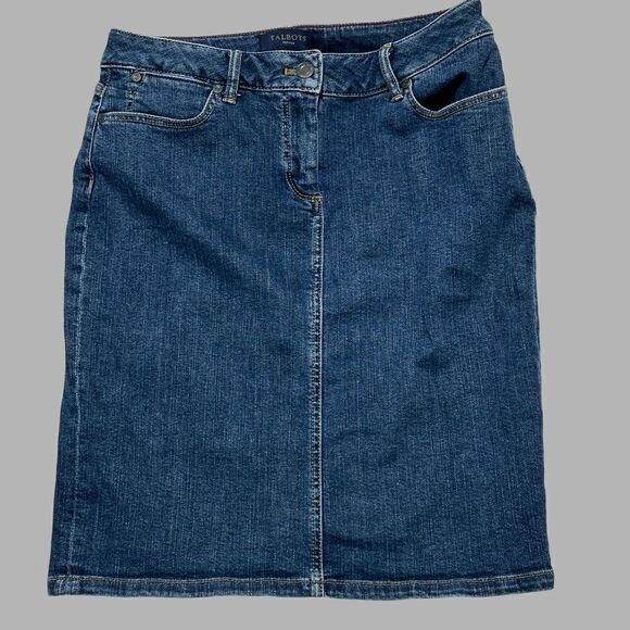 Talbots Petites Blue‎ Jean Mini Skirt ESTIMATED Size Small Blue - Picture 1 of 9